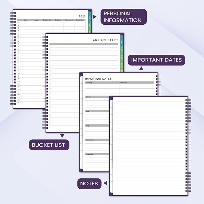 2026 Monthly Planner - JUL 2025 - DEC 2026 Planner, Planner with Colorful Tabs, 2025-2026 Calendar Planner for Daily Organizing - Waterproof Cover (8" x10", Monthly Pages & Notes, Purple)