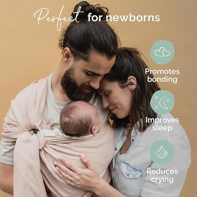 Boba Ring Sling Baby Carrier Newborn to Toddler - Lightweight & Breathable Baby Sling, Hip-Healthy Carrier Sling, Baby Wrap Carrier for Front & Hip Carry, 8-35 lbs (Linen Peony)