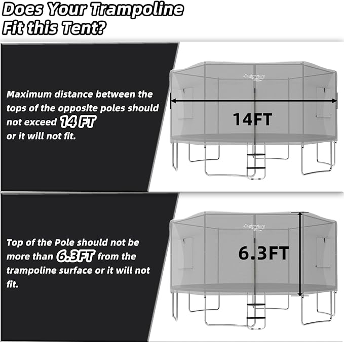 Gardenature 10FT/12FT/14FT Trampoline Tent(Tent Only), Fit Round Trampolines, Shade Cover with LED Light, Outdoor Trampolien Accessories, Anti-Tear, Beige