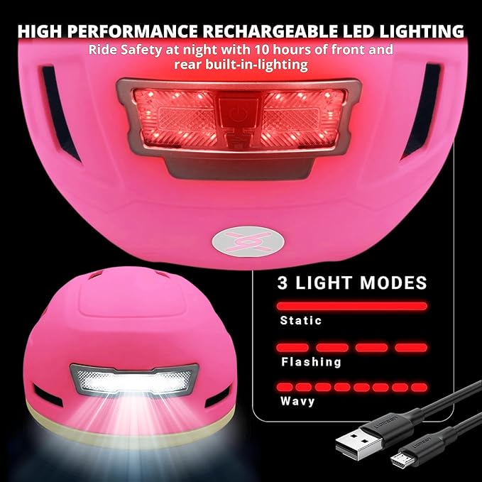 Kid Bike Helmets for Boys and Girls | Fit Head 51-54cm Circumference | CPSC & NTA-8776 Dual Certified | Multi-Sport Helmets with LED Lights, Magnetic Buckle, Detachable Visor