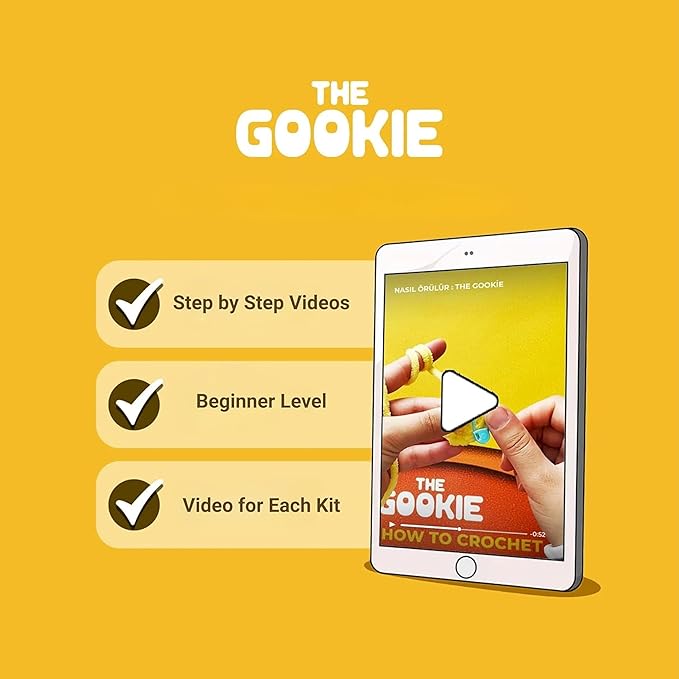 THE GOOKIE Amigurumi Crochet Kit for Beginners – DIY Crochet Kit with Yarn, Hook, Eyes & Stuffing – Easy Starter Set with Video Tutorials – Cute Plush Toy Craft Gift for Kids, Teens & Adults (Lion)