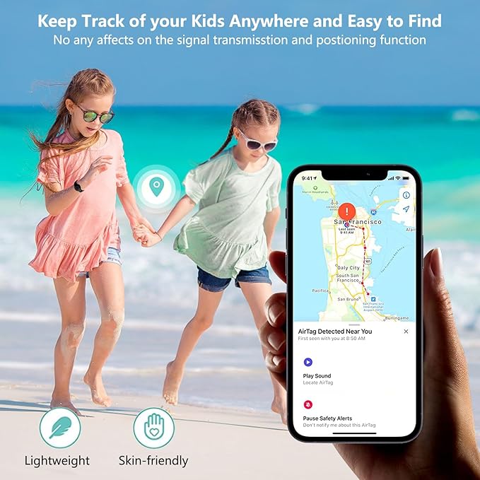 Waterproof Airtag Bracelet for Kids,Hidden Airtag Wristband Kids,Anti-Lost Silicone Apple Airtag Holder Case for Toddler,Airtag Case Cover Accessories Watch Band GPS Tracker for Child-Black