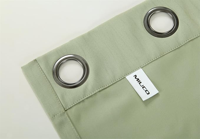 MIUCO Blackout Curtains Room Darkening Curtains Textured Grommet Panels for Kitchen 2 Panels 52x63 Inch Long Sage