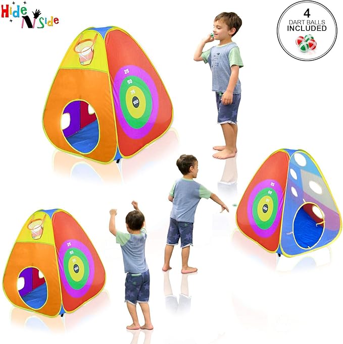 Gift for Toddler Boys & Girls, Ball Pit, Play Tent and Tunnels for Kids, Best Birthday Gift for 3 4 5 Year Old Pop Up Baby Play Toy, Target Game w/ 4 Darts Indoor & Outdoor