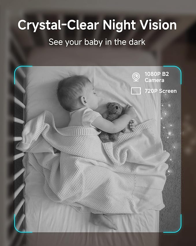 ARENTI WiFi Baby Monitor, 5-inch Wireless Display, 1080p PTZ Camera, Free Smartphone App, Encrypted Connection, Lullaby, Super Night Vision, Auto Tracking, Temp Sensor, Support Local Storage(B2 Kit)