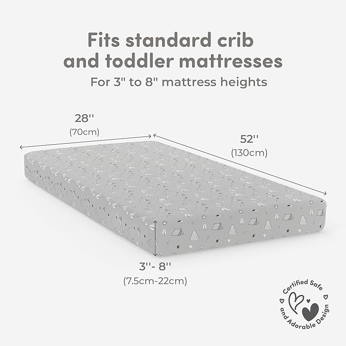 Sweety Fox 2-Pack Crib Sheets - Soft Cotton Jersey Fitted Sheets for Boys and Girls, Mini Crib Sheets, Toddler Bed Sheets (Woodland)