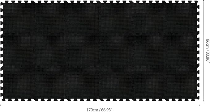 qqpp EVA Rubber 18 Tiles Interlocking Puzzle Foam Floor Mats - Baby Play Mat for Playing | Exercise Mat for Home Workout. Black. QC-Db18N
