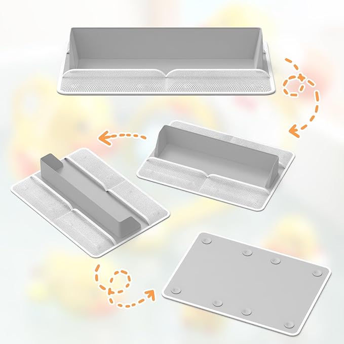 Gray Bathtub Splash Guard with Suction Cups, Waterproof Mesh Toy Organizer for Kids, Bath Toy Storage, Fits Most Tubs, Easy to Clean (Grey)