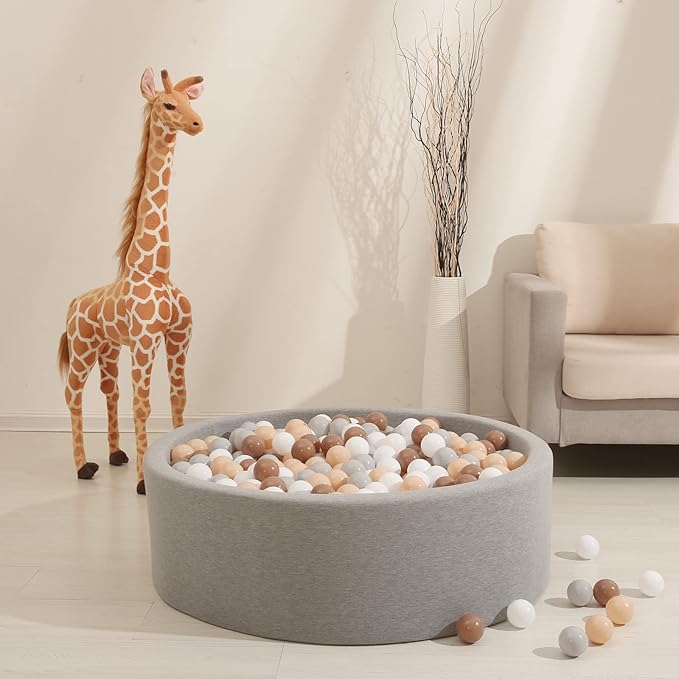 GOGOSO Balls for Ball Pit - Plastic Ball for Toddlers 1-3, Baby Kids Ball Pool Decoration 50 100 200 300 500 1000 (Grey+Coffee+ Beige+White, 50 Balls)