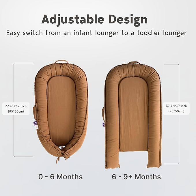 Infant Lounger, Baby Nest Cover for Baby Girls & Boys, Newborn Essentials for Baby 0-18 Months, 100% Cotton Breathable (Golden_Brown)