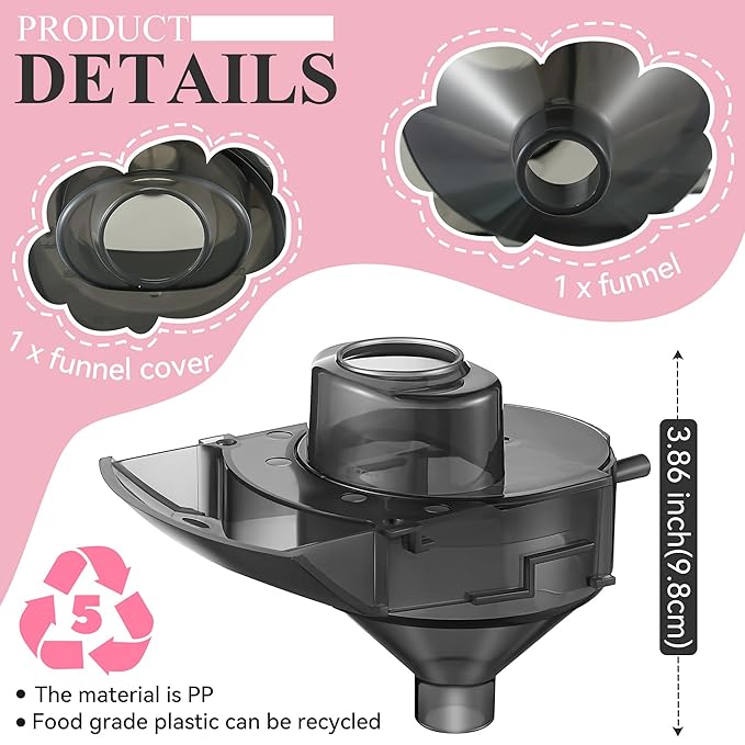 1 Sets Replacement Funnel Compatible with Baby Brezza Replacement Parts Funnel and Cover Baby Formula Dispenser, Grey