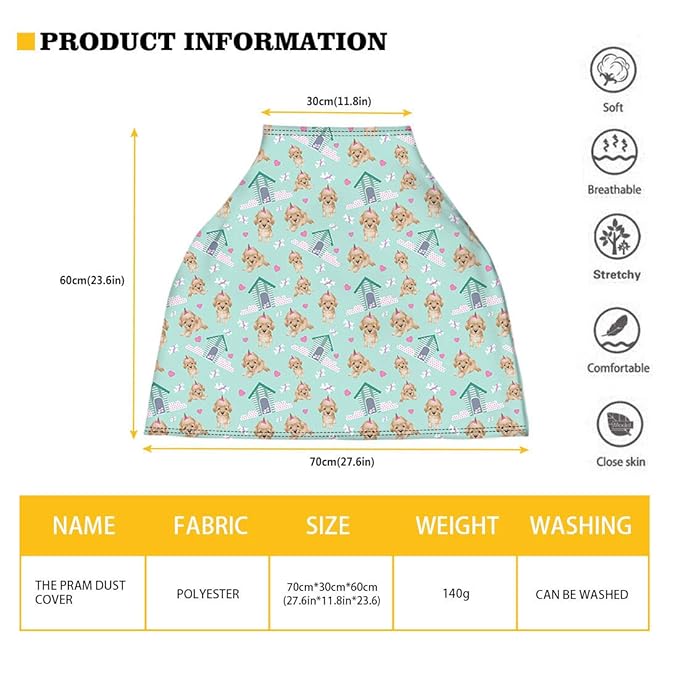 Binienty Cozy Car Seat Covers for Babies Boys Girls,Dachshund Dog Paw Stretchy Infants Carseat Canopies,Baby Shower Gifts