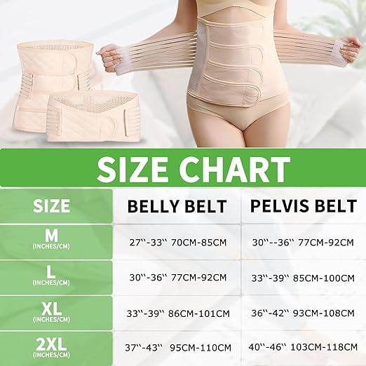 2 in 1 Postpartum Belly Band Wrap Beige, C-Section Support Belt Medium, Post Partum Support Recovery Waist/Pelvis Belt, Hysterectomy Belly Band Binder Girdle Stomach
