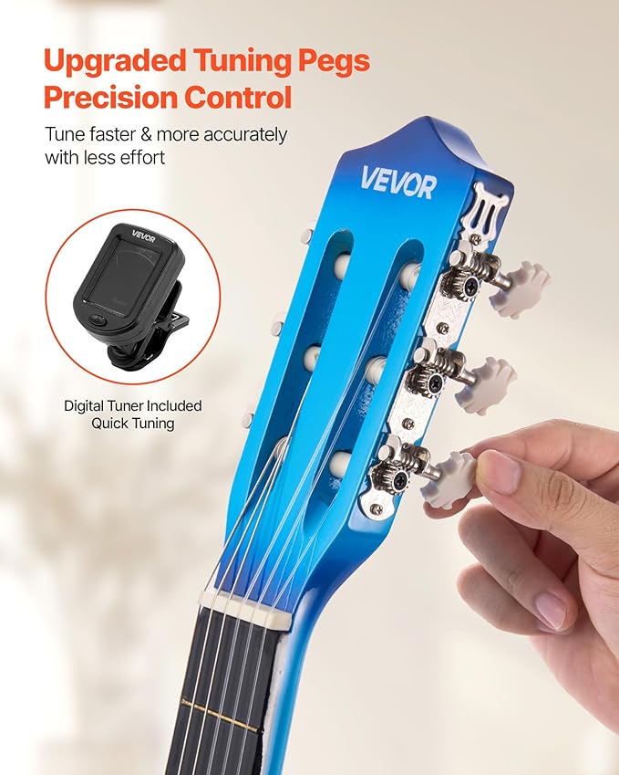 VEVOR Acoustic Guitar, Classical Guitar Starter Kit for Beginners, with Nylon Strings, Basswood Guitar, for Kids Adults Girls Boys Students