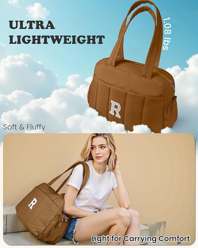 Duffle Bag with Letter, Carry On Bags for Women，Gifts for Sisters-Overnight Bag with Wet Pocket，Lightweight Travel Bags Personalized Gym Tote with Makeup Pouch