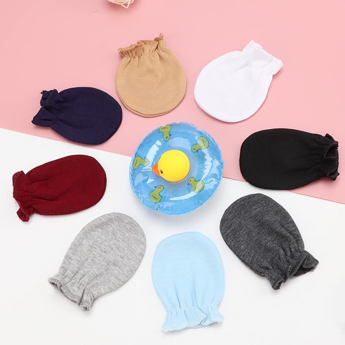 BQUBO Newborn Infant Toddler Mittens No Scratch Cotton Elastic Wrist Gloves Hypoallergenic for 0-6 Months Baby Boys Girls