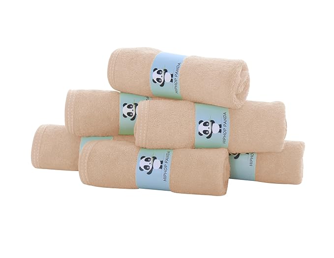 HIPHOP PANDA Baby Washcloths, Rayon Made from Bamboo - 2 Layer Ultra Soft Absorbent Newborn Bath Face Towel - Reusable Baby Wipes for Delicate Skin - Brown, 30 Pack