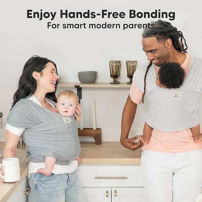KeaBabies Baby Wrap Carrier - All in 1 Original Baby Carrier Newborn to Toddler Sling, Easy to Wear, Hands Free Bonding, Lightweight, Breathable Infant Wraps (Rhino Gray)