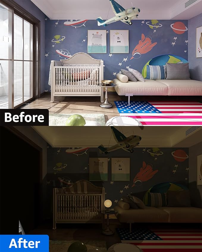 Sumobaby Blackout Curtains for Bedroom Portable 32"x70",No Drill Blackout Shades with Upgraded Hook&Loop Tapes,100% Black Out Window Cover,Thermal Insulated Blinds for Bedroom,Nursery(1 Panel,Black)