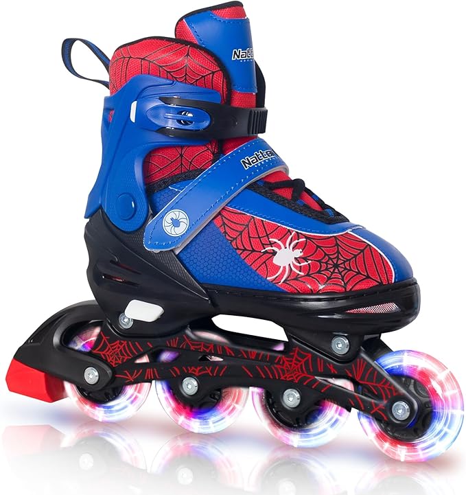 Nattork Kids Adjustable Inline Skates with PU Flash Wheels, Fun Roller Skates for Ages 4-12, Indoor/Outdoor Birthday Gift for Son and Grandson