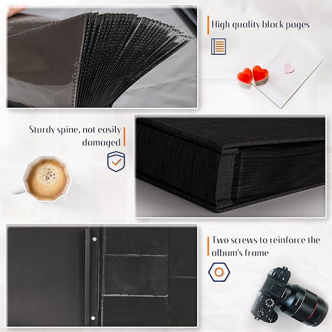 Popotop Photo Album 4x6 1000 Pockets for Wedding Gifts,Linen Hardcover Picture Albums for Family Anniversary Baby Vacation Pictures