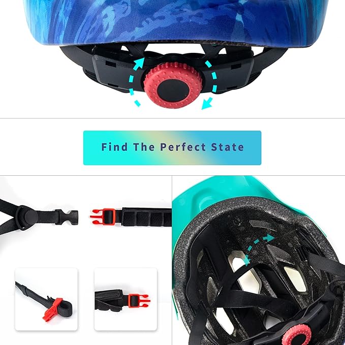 OnBros Kids Bike Helmet - Bike Helmets for 5-14 Boys or Girls with Visor, Children Bicycle Helmet for Skateboard Mountain Scooter Road Cycling, Lightweight and Adjustable 50-57CM