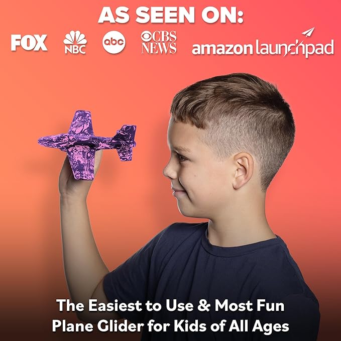 Foam Airplanes for Kids - Best Girl Toys Age 4 & Up - Engaging Toy for 7 Year Old Girl Birthday Gifts - Stocking Stuffers for Girls All Ages - Fun Sports Toy & Party Favors & Outdoor Toys Age 6-8