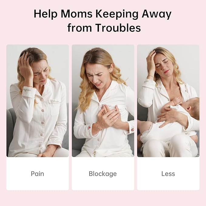 TSRETE Breast Pump, Double Wearable Breast Pump, Electric Hands-Free Breast Pumps with 2 Modes, 9 Levels, LCD Display, Memory Function Rechargeable Double Milk Extractor-21/24mm Flange, Pink
