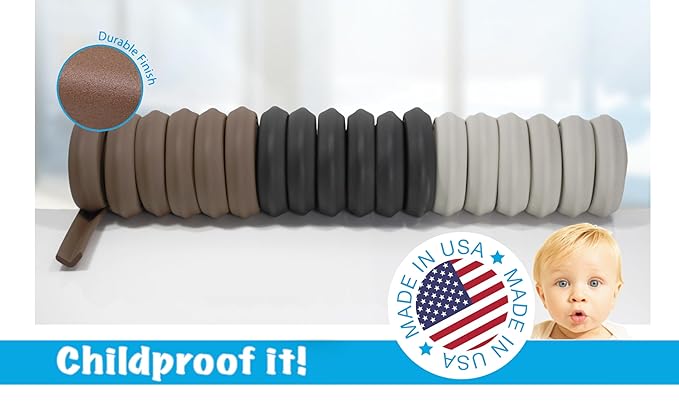 Kidkusion Baby Proof Edge Guards for Safety | Made in The USA | 18 Feet | Soft Gray | Edge Protectors for Furniture, Tables, Fireplaces | Heavy Duty Tape Included