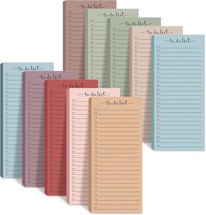 Censen 10 Pack 500 Sheets To Do List Notes Daily Checklist Notepads with 50 Sheets Each Undated Color Memo Pad Block Shopping List Pad Weekly Plan Notepad Organizer Planners(Morandi Color,Frame)