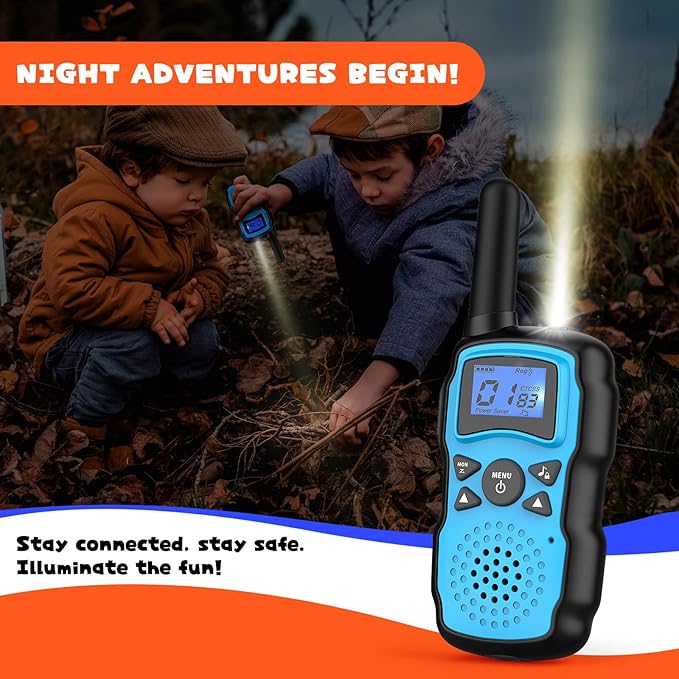 Wishouse Walkie Talkies for Kids Adults Long Range,Xmas Birthday Gift for 3 4 5 6 7 8 9 10 Year Old Boys Girls,Hiking Camping Gear Toys with Lamp,Lanyards,VOX,Easy to Use,4 Pack(No Battery No Charger)