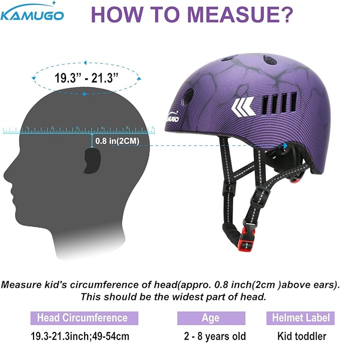 KAMUGO Kids Bike Helmet Set, Toddler Helmet for Ages 2-8 Boys Girls with Sports Protective Gear Set Knee Elbow Wrist Pads for Skateboard Cycling Scooter Rollerblading