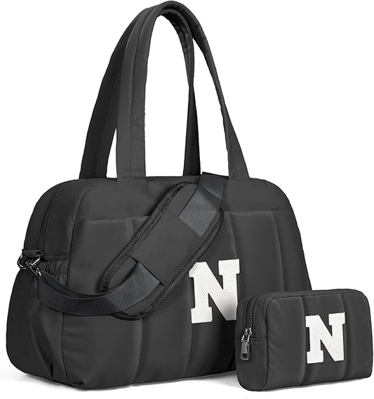 Women Duffle Bag with Initial, Personal Item Travel Bags，Gym Bag with Wet Pocket，Teenage Girls Gifts Ideas-Lightweight Travel Bags Personalized Tote with Makeup Pouch