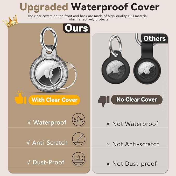 Upgrade Waterproof 2 Pack Airtags Holder with Apple Airtags Keychain, Hard PC Air Tag Case, Anti-Scratch & Shock Air tag Holder, Men's Women's Keyrings & Keychains-Clear Black+Clear Chartreuse