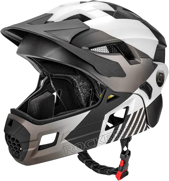 ROCKBROS Kids Bike Helmet Adjustable Detachable Full Face Bike Helmet for Children Bicycle, Skateboard, Scooter, Protective Gear