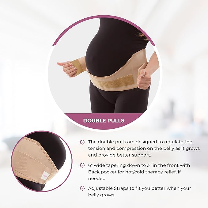Gabrialla Made in USA Pregnancy Belly Band, Soft & Breathable Maternity Belly Band – Pregnancy Belt for Back, Pelvic & Waist