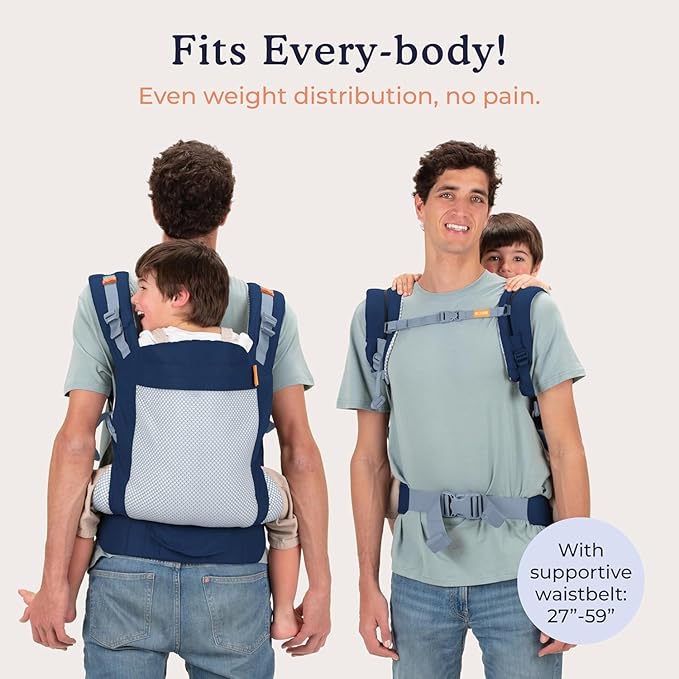 Beco Toddler Carrier - Breathable 3D Mesh Front-Carry & Backpack Style Carrier with Tall Supportive Back and Ergonomic Extra-Wide Seat for Children from 18months (20-60 lbs) - Navy