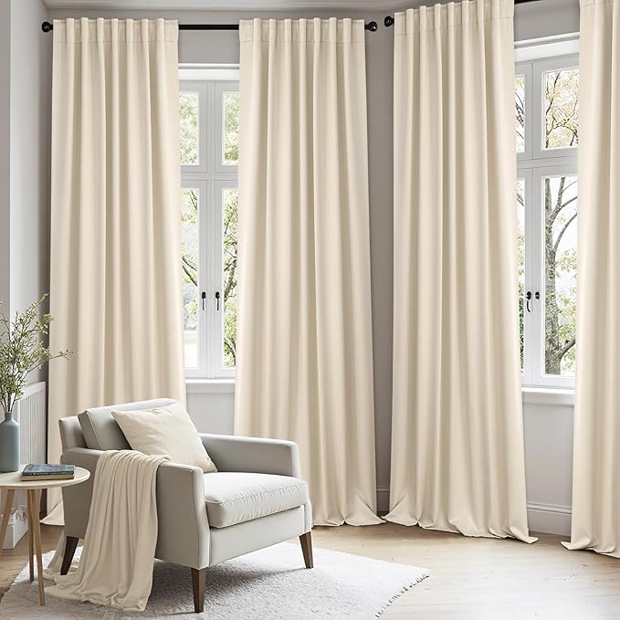 ANRODUO 120 Inch Room Darkening Curtains Extra Long Sage Green Light Blocking Curtains 2 Panels Set Thermal Insulated Blackout Drapes with Hooks, Rings, Clips 52x120