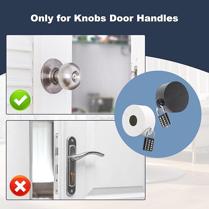 2 Pack Door Knob Lockout Device with Padlock,Temporary Door Handle Lock Cover for Dementia Patients/Child Proof, Outdoor Water Faucet Lock Cover - White