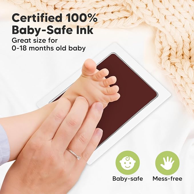 4-Pack Inkless Baby Hand and Footprint Kit - Mess Free Ink Pad for Newborn Keepsake, Dog Nose & Paw Print Kit, Clean Touch Ink Pad for Baby Hand & Footprints, Ideal New Mom Gifts (Auburn, L)