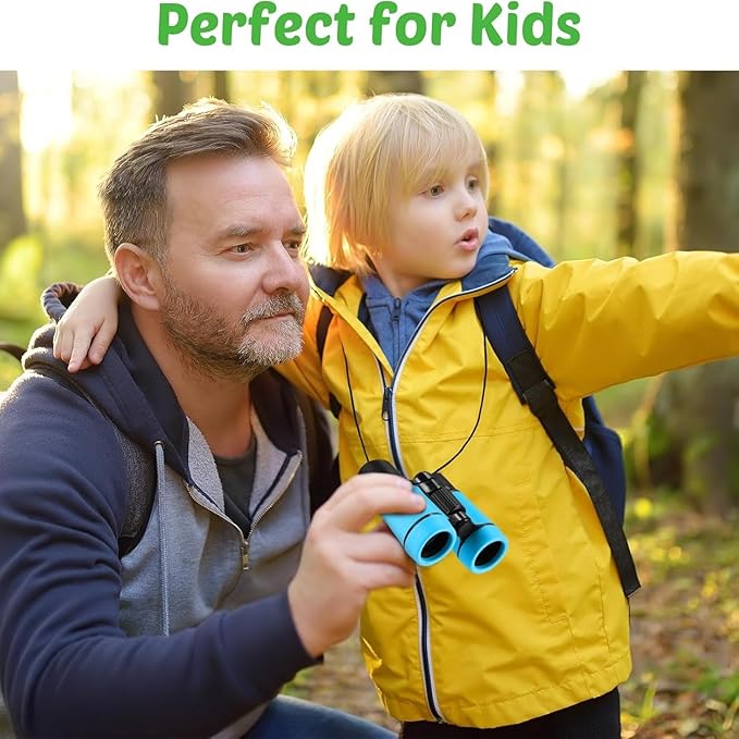 Hiboom 16 Set Kids Binoculars Bulk Shockproof Folding Children Mini Compact Binoculars Compass Magnifying Glass for 3-12 Years Boys Girls Kids Bird Watching Camping Outdoor Play
