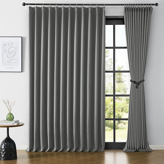 KEQIAOSUOCAI Pinch Pleat Patio Sliding Glass Door Curtains for Living Room, Thermal Insulated Black Out Wide Draperies for Bedroom/Living Room 80 Wide x 84 Inch Long 80 x 84 7 ft Length