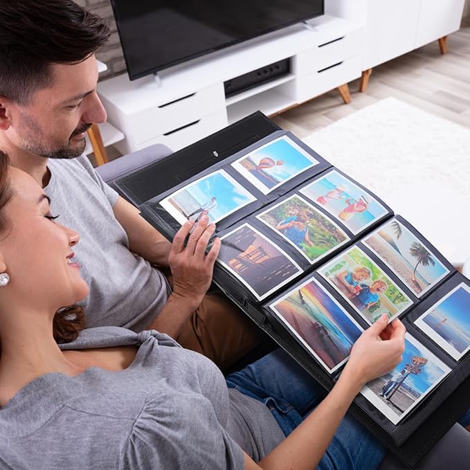 RECUTMS Photo Album for 4x6 600 Photos, Leather Cover Extra Large Capacity Photo Book for Family Wedding Anniversary Baby (Gray)
