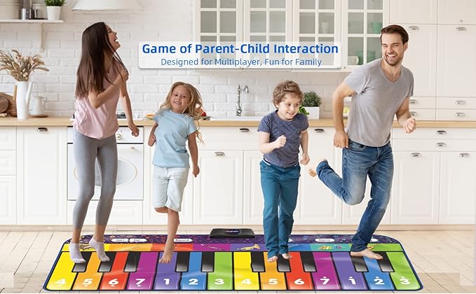 SUNLIN 6 ft. Floor Piano Mat for Kids & Toddlers, Giant Piano Mat, 24 Keys, 10 Built in Songs, 8 Instrument Sounds, Record & Playback, Song Booklet, Musical Toy Gift for Boys & Girls Age 3 4 5 6 7 8 9