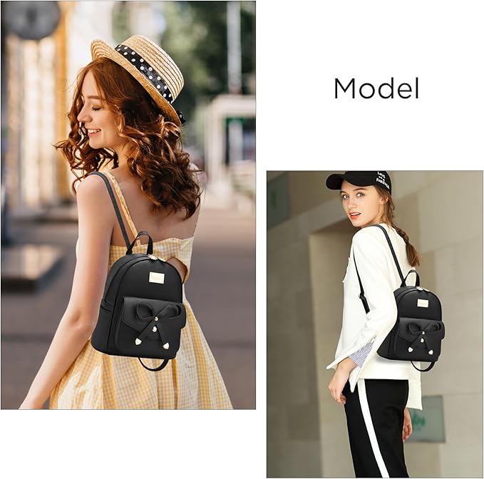 I IHAYNER Girls Bowknot Cute Leather Backpack Mini Backpack Purse for Women