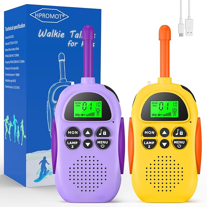 Walkie Talkies for Kids Rechargeable Toys for Ages 5-7 Boys Girls, 22 Channels 2 Way Radio Toy Christmas Birthday Gifts for Girls Boys Ages 3-12 Camping Hiking Outdoor Easter Basket Stuffers