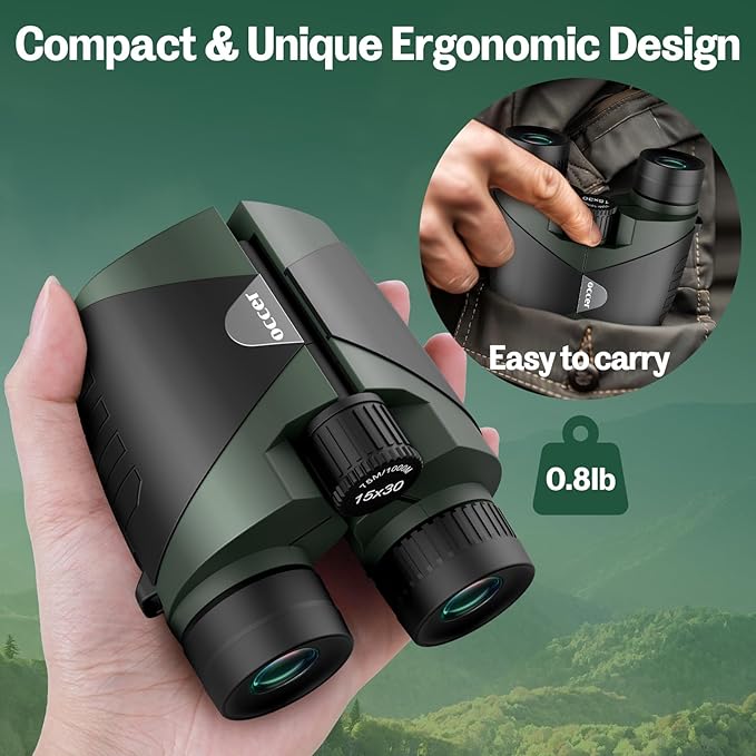 15x30 Compact Binoculars for Adults and Kids - Occer Large View High Powered Binoculars for Bird Watching - Lightweight Easy Focus Binocs with Low Light Vision for Hunting Cruise Ship Travel
