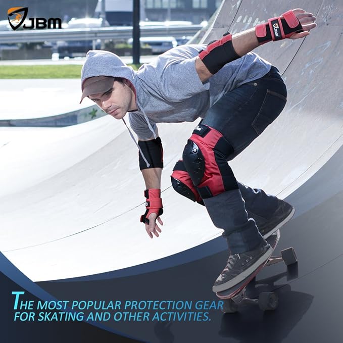 JBM Adult & Kids Knee Pads Elbow Pads and Wrist Guards for Inline Skating, Roller Skating, Skateboarding, Scootering