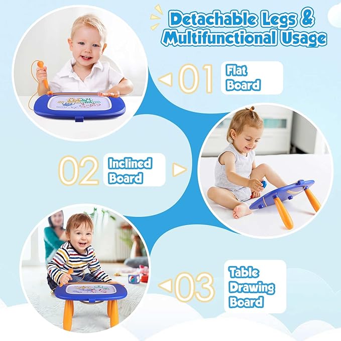 Smasiagon Toddler Toys Magnetic Drawing Board - Doodle Painting Board Pad Educational Learning Toys for 1 2 3 Year Old Boys Girls Christmas Birthday Gifts - Dark Blue