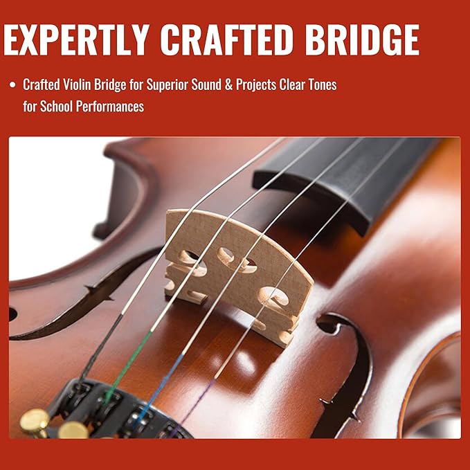 1/4 Size Violin for Kids, Beginners, Students, Solid Spruce Top, Maple Back Fiddle with Brazilwood Bow, Tuner, Hard Case, Shoulder Rest & More, Perfect Handcraft Gift